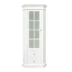Hamptons Halifax L-Shape Corner Glass Door Display Cabinet Poplar White