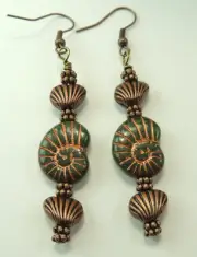 Czech Glass Shells Earrings & Small Cloisonne Shells Handmade Jewelry