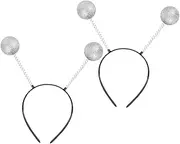WRITWAA 5pcs Alien Antenna Headband Glitter Alien Head Boppers Space Themed Alien Headband Silver Glitter Ball Headband for Martian Party Accessories