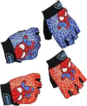 [Miokkley] Kids Fingerless Bike Gloves, 2 Pairs Spider Superhero Sport Gloves Monkey Bar Climbing Gloves Cycling Biking Fishing