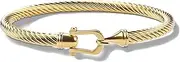 [HX SHARE] Stylish Fine Stainless Steel Twisted Cable Bangle Bracelet with Hook Clasp for Women and Girls Birthday gift, Christmas Day Gifts