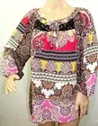 Hope Springs Women Size S M Burgundy Mauve Chiffon Tunic Top Blouse Shirt Hi Lo