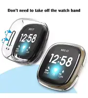Clear Screen Protector for Fitbit Versa 3/SenseTPU Plated Full Coverage Bumper