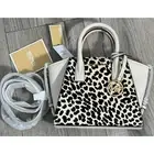 Michael Kors XS Avril Satchel Crossbody Handbag Leather Calf Hair Lt Cream $398