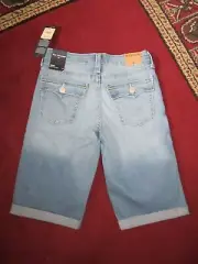 Sizes 12/14 NWT TRUE RELIGION GENO Rolled Up Flap Pocket Shorts Beach Blue