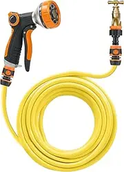 5pc Outdoor Dog Shower Kit Including 2.5M Garden Hose Pipe, Hosepipe Connector, Tap Connector and Spray Gun - Dog Hose Shower Outdoor Pet Wash Station for Muddy Animals - Pet Cleaning Accessories