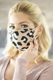 LEOPARD KHAKI IVORY REUSABLE FACE MASK