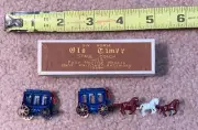 MINIATURE MODEL SIX HORSE OLD TIMER STAGE COACH MOVING WHEELS HAND PAINTED JAPAN