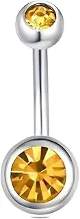 [Decentraland] 1PCS Silvery Sphere With Colour Zircon 1.6mm(14G) Navel Belly Studs Belly Button Rings Body Piercing Barbells Piercing Jewelry Titanium Steel Surgical Steel Stainless Steel 23mm