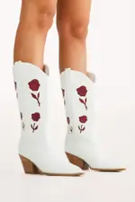 [PUP23] Arden Boot - White/Garnet 7 White
