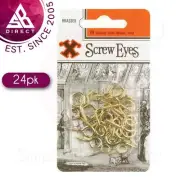 X Assorted Screw Eyes Brass Plated Blister For Hanging Picture Photo Frame│24 Pk