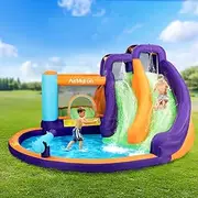 Kids Inflatable Pool Water Park Double Slide Jumping Castle Splash Toys