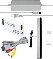 SSIOIZZ 4 in 1 Wii Replacement Cables Set, Wii AC Power Adapter + Wii to hdmi Converter+ Wired Motion Sensor Bar and Composite Audio Video Cable for Nintendo Wii