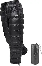 [Tentock] Winter Snow Pants Down Pants for Men Women Trousers with Side Pockets Adjutable Leg Opening Windproof Drawstring Trousers