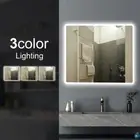 900x750mm Curved Rim Rectangle 3 Colour Lighting ON RIM LED Mirror Touch Sensor