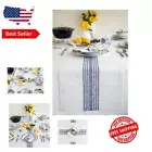 Farmhouse Navy and White Linen Table Runner 18x108 Inches – Elegant Dining Decor