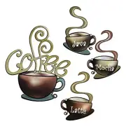 4 Pieces Metal Coffee Cup Wall Decor Coffee Bar Decor Coffee Decor Cafe Brown