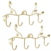 Decorative Leaves Iron Hooks, 2 Pack Gold Leaf Coat Rack Wall Mount Hooks for...
