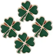 WESIEVYA 4pcs Vintage Shamrock Enamel Brooch Pins for St Patrick Day Durable Fashion Jewelry Accessories for Women Charming Leaf Design for Holiday Celebrations