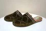 Gucci GG Velvet Crystal Queen Slippers slides Mules IT37