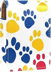 Travel Lipstick Organizer Case,Lipstick Case Portable Makeup Bag with Mirror,Colored Paw