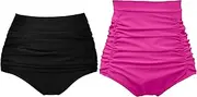 [COCOPEAR] Women's Sexy Cut Out Middle Waist Bikini Bottoms Retro Strappy Short Tankinis(FBA)