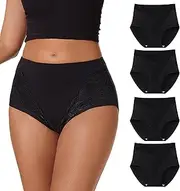 [WEASIC] Womens High Waisted Cotton Underpants Full Coverage Knickers Ladies High Rise Briefs Women Knickers Full Briefs Women Seamless Underwear Soft Breathable Panties Ladies Pants Multipack