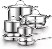 Cooks Standard 10-Piece Multi-Ply Clad Cookware Set Silver 14.0x21.0x12.5 inches