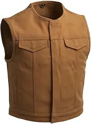 Bikers Place Mens Motorcycle Tan Saddle Color Style 3" Shorter Heavy Hitter Raw Canvas Unlined Vest