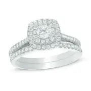 5/8 CT. T.W. Diamond Double Frame Bridal Set in 14K White Gold