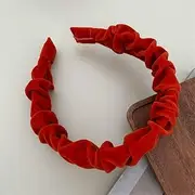 [Follsy] Fall/Winter New Retro Flannel Wide-Edge Pleated Large intestine Headband French Elegant Wind go Out with Hairpin-Orange J92-A26