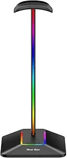 New bee USB LED Light Bar Headphones Stand, Desktop Atmosphere RGB Backlight Headphone Holder with 2 Out Put Charging Ports