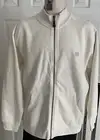 NWT $59 Chaps off white zip sweatshirt jacket cotton knit collar cuffs L