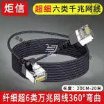 優選產品 超6類萬兆網線纖細CAT6千兆網絡跳線柔軟90度彎頭路由器電腦通用