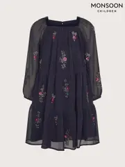 Monsoon Blue Embellished Chiffon Dress (AP0668) | $111 - $120