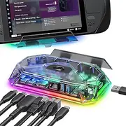 JSAUX RGB Docking Station for Steam Deck (OLED)/ROG Ally/Legion Go, 8-in-1 Steam Deck Dock with 4K@120Hz HDMI, Gigabit Ethernet, USBC 3.0, Dual USBA 3.0, USB 2.0, 100W USBC Charging-HB0801S