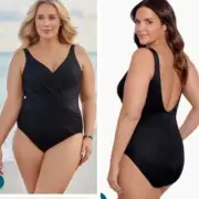 NWT Miraclesuit Illusionist Crossover One Piece Swimsuit Women's Black Size 20W