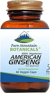 American Ginseng Capsules - 60 Kosher Vegan Caps with 400mg Panax Quinquefolia Ginseng Root