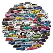 Sports Cars Themed Set of 50 Assorted Stickers Decal Set