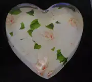 BLOOM Peach Rose Clear Heart Paperweight