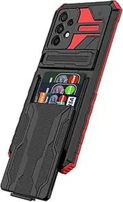 [Niuuro] for Samsung Galaxy A23 5G Wallet Case with Credit Card Holder Stand Kickstand Slim Rugged Shockproof Heavy Duty Defender Armor 【Military Grade】 Protective Phone Case - Red