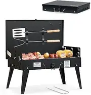 [MASTER COOK] Portable Charcoal Grill, Foldable BBQ Grill Kit Easy to Carry, Mini Tabletop Grill for Outdoor Camping, Patio and Picnic, 17.1”*10.8”*2.5”