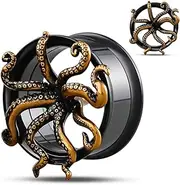 [COOEAR] Screw Back tainless Steel Ear Tunnel and Plug Gauges for Earrings, Octopus Logo Piercing Expander Stretchers.