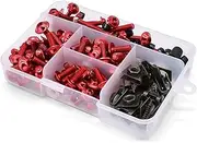 Motorcycle Fairing Screw Spring Bolts Kit Body Fastener Clips for Kawasaki for Versys 1000 ZX12R 636R 6RR ZZR600(Red)