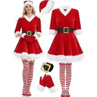 在飛比找蝦皮購物優惠-聖誕節衣服兒童寶寶套裝女童裙聖誕老人服裝聖誕服飾主題親子裝扮