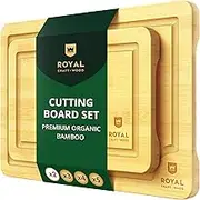 Chopping Board Set of 2 - Wooden Cutting Boards for Kitchen Meal Prep & Serving - Bamboo Wood Cutting Board Set - Charcuterie & Chopping Butcher Block for Meat - Kitchen Gadgets Gift