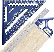 WORKPRO Rafter Square and Combination Square Tool Set, 18cm . Aluminium Alloy Die-Casting Carpenter Square and 30cm Zinc-Alloy Die-Casting Square Ruler Combo (Rafter Square Layout Tool)