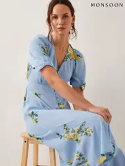 Monsoon Blue Sorcha Floral Tea Midi Dress (W27486) | $173