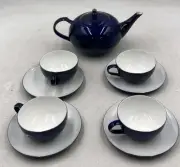 Teavana Tea China Set New! Never Used! Navy Blue 8 Cups/Saucers Teapot & Lid❤️