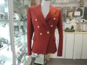 Balmain Women Red Double-Breasted Blazer Sz 42 RRP $2338-New with Tag &Authentic